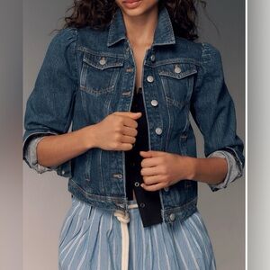 Anthropologie Pilcro Puff-Sleeve Denim Jacket